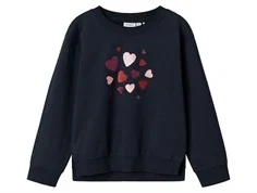 Name It sweatshirt dark sapphire med glimmerhjerter